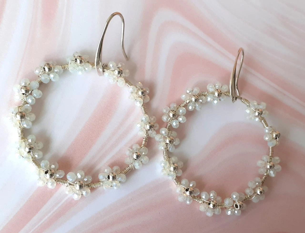 Pendientes colgantes con flores de opalita – photo 4